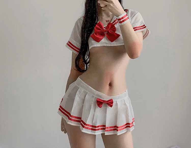 Cute Japanese Schoolgirl Costumes Lovely Students Sailor Perspective Chiffon Cos Role-playing Seductive Anime School JK Uniform