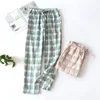 Men's Cotton Gauze Trousers Plaid Knitted Sleep Pants Mens Pajamas Pants Bottoms Sleepwear Pajama Short for Men Pijama Hombre ► Photo 2/6