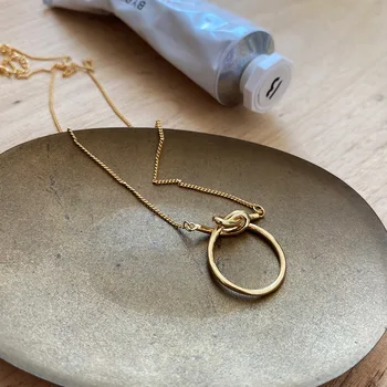 

Amaiyllis 925 Sterling Silver 18k Gold Knotted Necklace Pendant Gold Silver 925 Knot Clavicle Pendants Necklace Jewelry