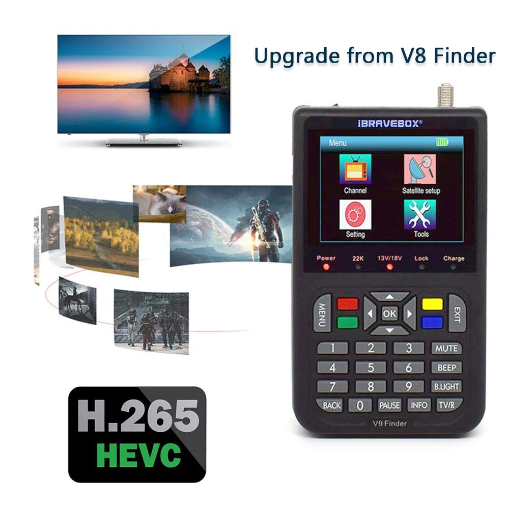 Обновление с V8 Finder DVB S2 Sat finder DVB-S2 V9 спутниковый Finder Meter H.265 Full 1080P цифровой спутниковый рецептор Satfinder