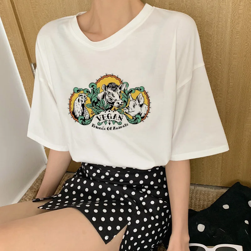 Эффектная женская футболка с надписью «Vegan Love», «Save The Bees», короткий рукав, Ulzzang, винтажная уличная одежда в стиле Харадзюку, графические футболки, топы больших размеров