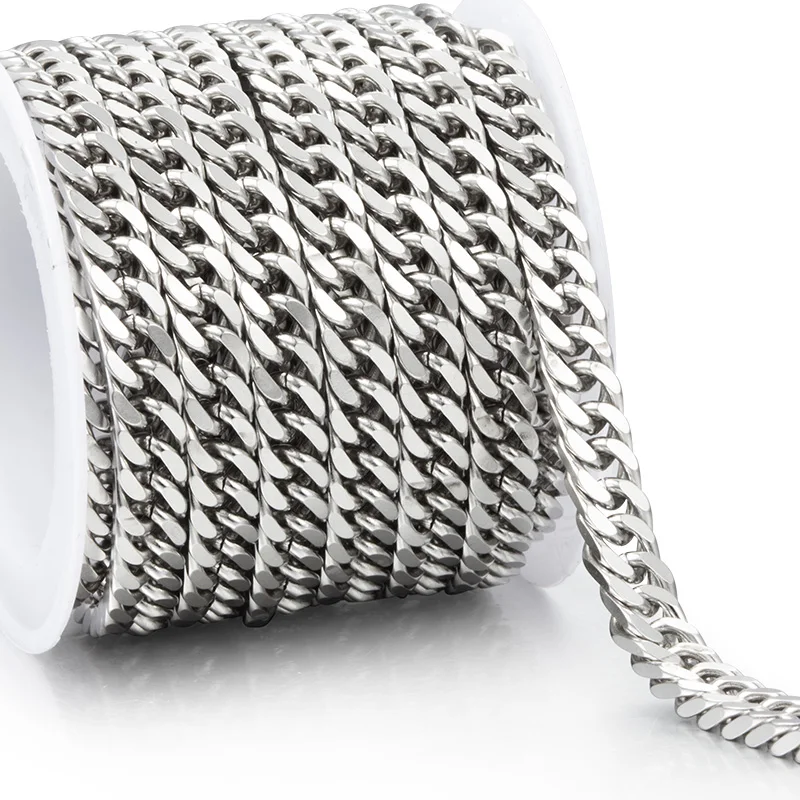 1 Meter Stainless Steel Cuban Chains Bulk for DIY Jewelry Making Crafts Bracelet Accessories Handmade Hip Hop Necklace Findings