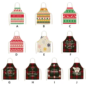 

Behogar Christmas Apron Cotton Linen Cooking Baking Apron Christmas Decoration Cleaning Household Supplies Kitchen Tools
