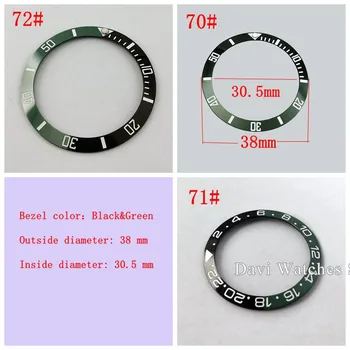 

High Quality 38mm Watch Bezel Black Green Bezel and Numbers Ceramic Watch Bezel Insert Fit 40mm Parnis Watch