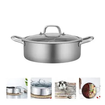 

1 Pc Stainless Steel Hot Pot Practical Durable Portable Lightweight Non-stick Soup Pot Stockpot for Home Hotel Restaurant