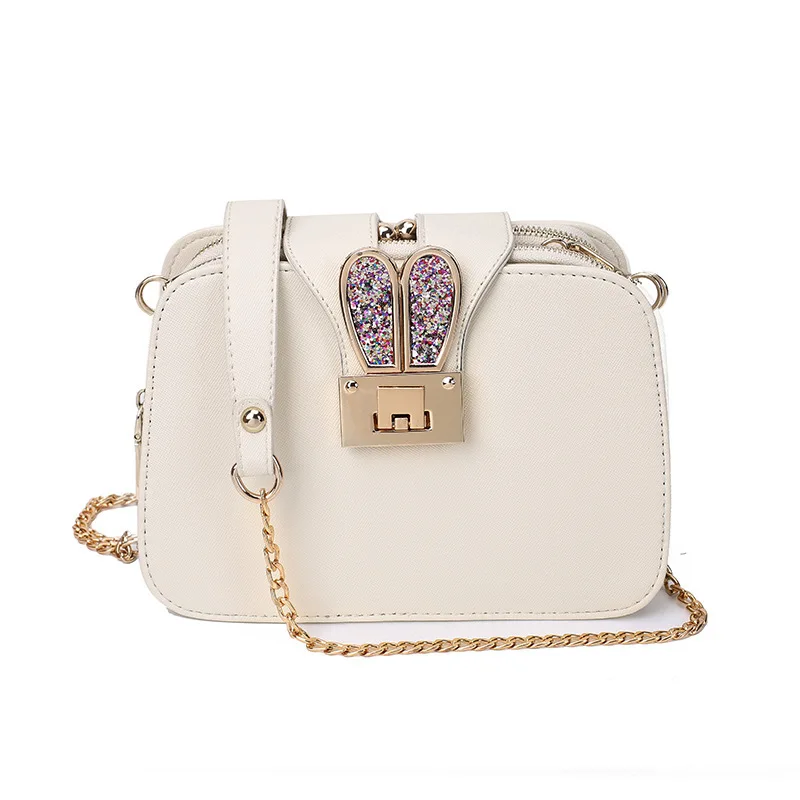 Весенняя Новая модная женская сумка через плечо с ремешком на цепочке дизайнерские сумки с клапаном клатч женская сумка-мессенджер с металлической пряжкой - Цвет: rabbit white