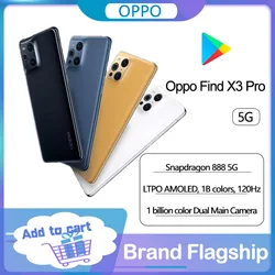 Original OPPO Find X3 Pro SmartPhone Snapdragon 888 12GB 256GB 5G 6.7'' QHD+ AMOLED 120Hz Screen  65W Super VOOC2 Google Play