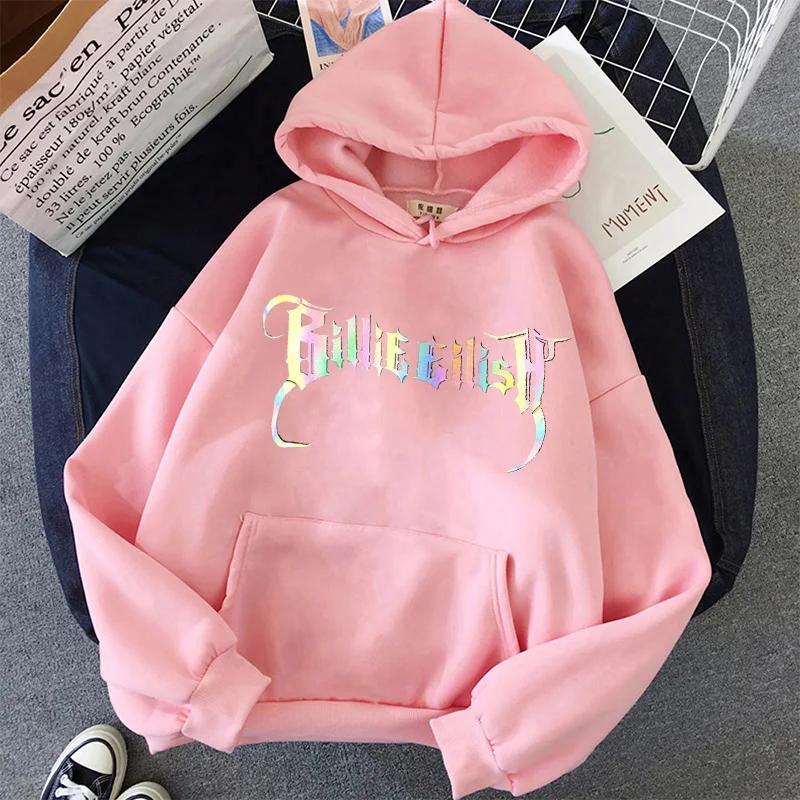 Billie Eilish/зимние женские толстовки с капюшоном длинным рукавом Толстовка Kawaii