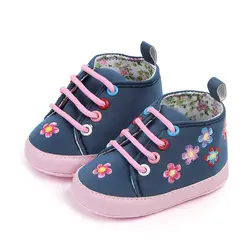 Обувь для маленьких девочек; сезон весна-осень; обувь для новорожденных с цветочным принтом из искусственной кожи; обувь для малышей на