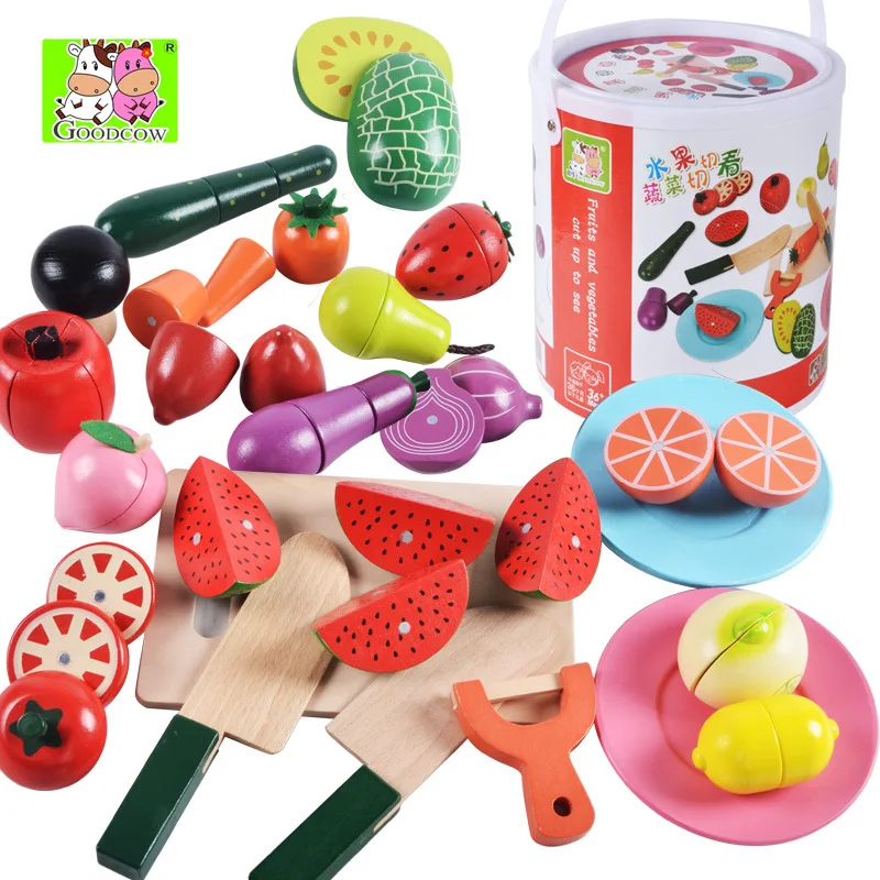 Топ игрушка корова Бочонок Фрукты и овощи резки слайсер Play House Fun 22-Piece имитация модели
