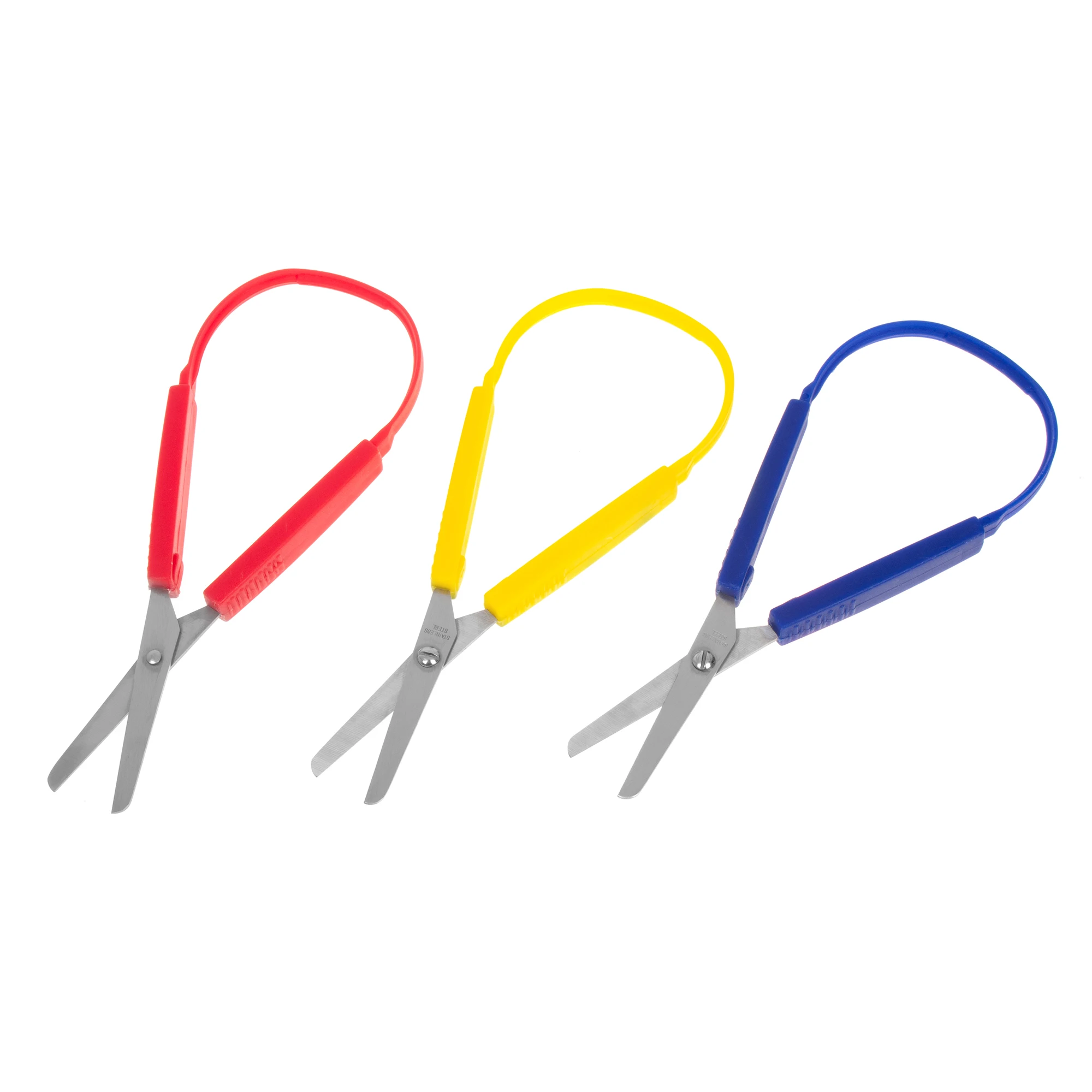Tijeras de bucle para niños y adolescentes, soporte de derecha y izquierda, asas de compresión pequeñas, fáciles de abrir, corte adaptable para manos pequeñas