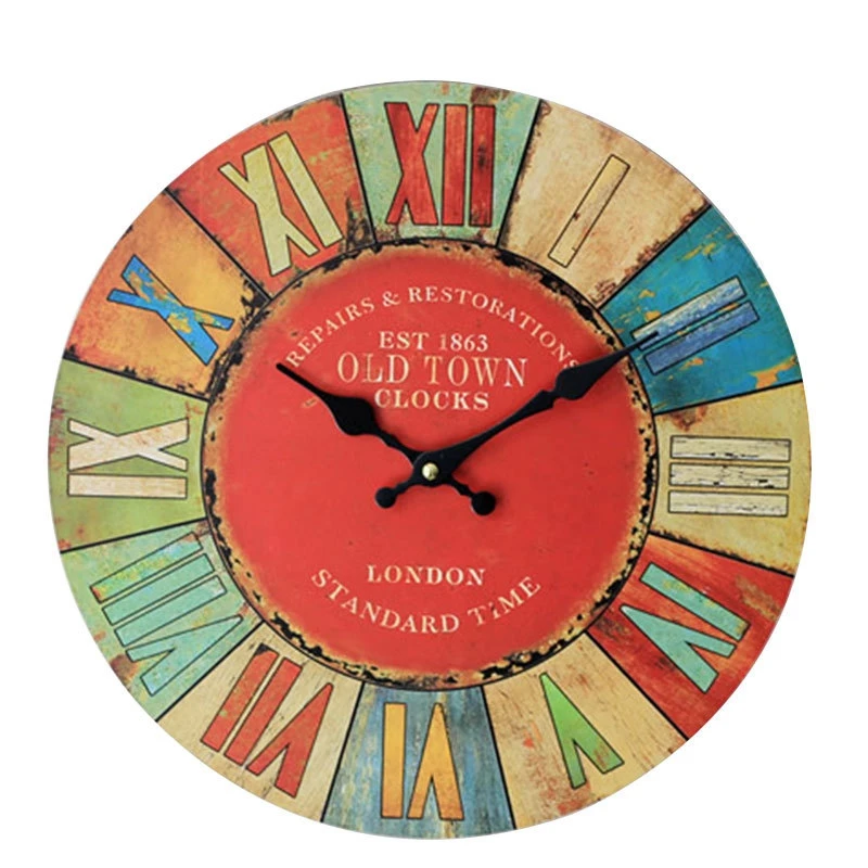 Wooden Clock Roman Numerals Cardboard Wall Silent&ampNon-Ticking Feature Antique Style for Kitchen Office Home | Дом и сад