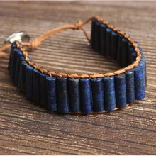 LanLi натуральные ювелирные изделия мазарин Лазурит Камень цилиндр вязать браслет для мужчин и женщин давая подарки и самоиспользование