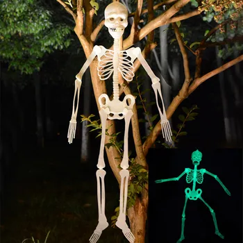 

32cm Luminous Skull Skeleton Body Scary Halloween Toy Haunted House Tricky Prop Costume Props Party Scary Creepy Hanging 2020