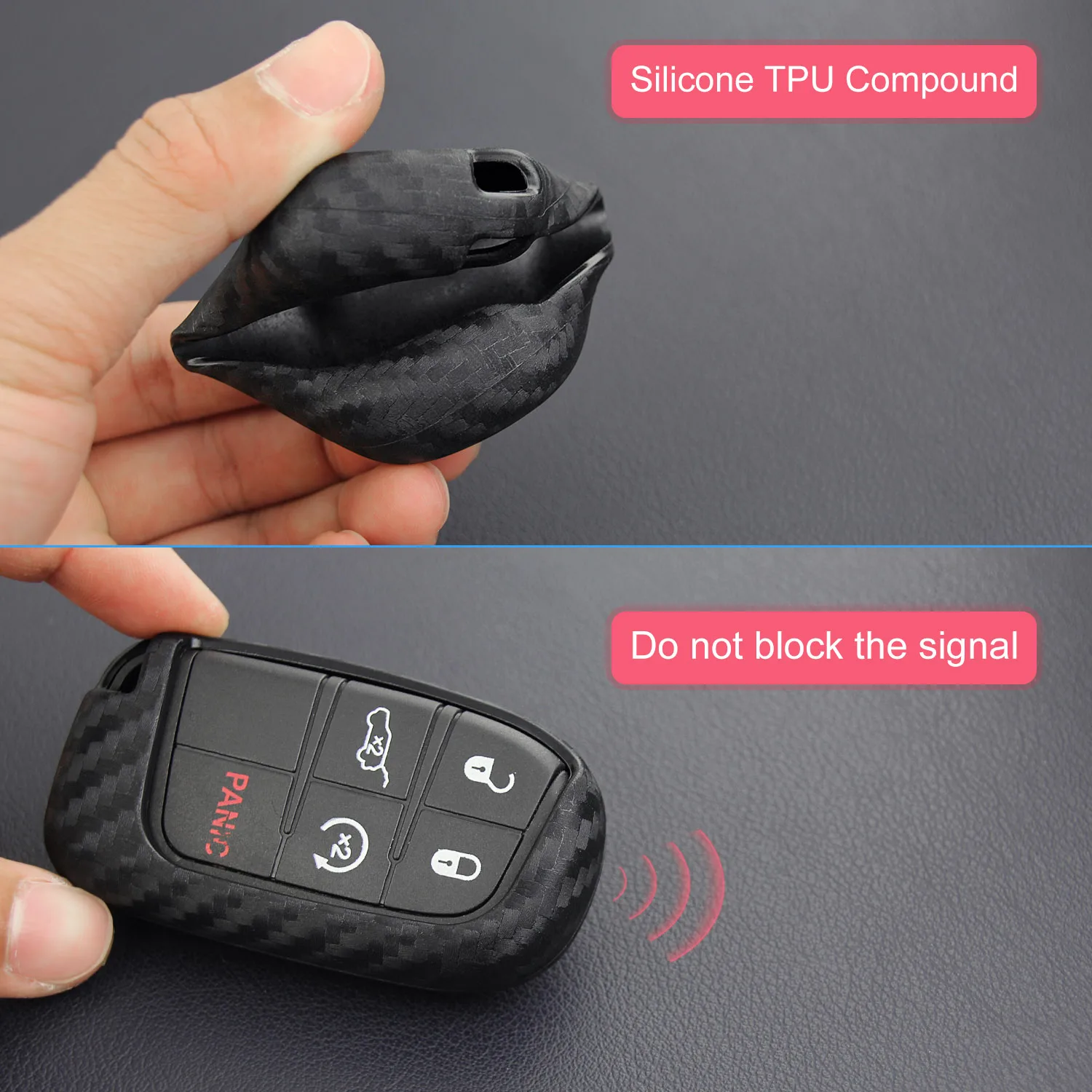Чехол брелок из углеродного волокна для Jeep Grand Cherokee и Renegade Compass Dodge Durango Journey Charger