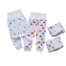 Штаны для малышей штаны с высокой талией и рисунком Леггинсы для мальчиков и девочек хлопковые детские штаны-шаровары с эластичной резинкой на талии Inafnt одежда с закрытым животом