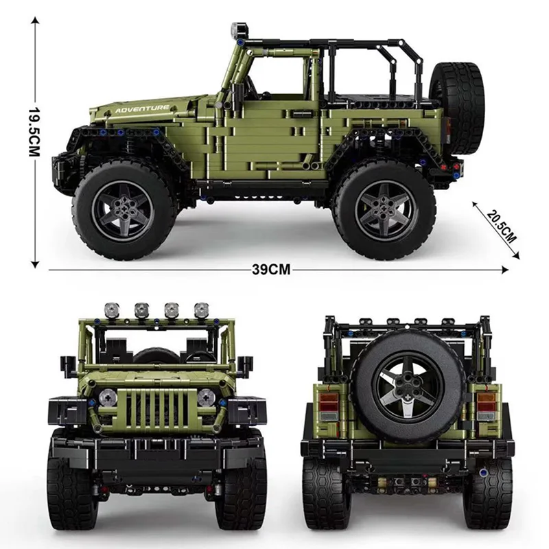 13124 MOC Technic Series RC Jeeps Adventure Off модель дорожного транспортного средства строительные