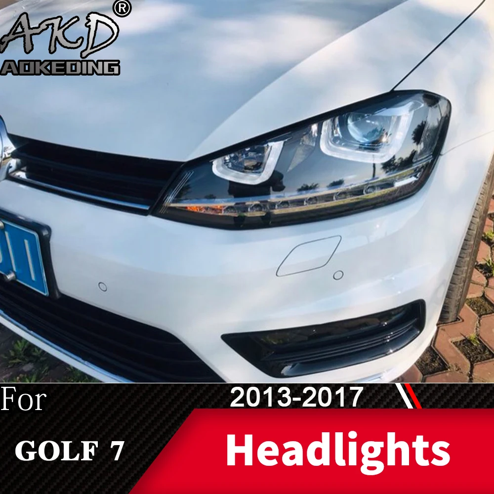 Головной фонарь для автомобиля VW Golf7 MK7 2013- Golf 7, головной светильник s, противотуманный светильник s, дневной ходовой светильник DRL H7 светодиодный Биксеноновая лампа, автомобильные аксессуары