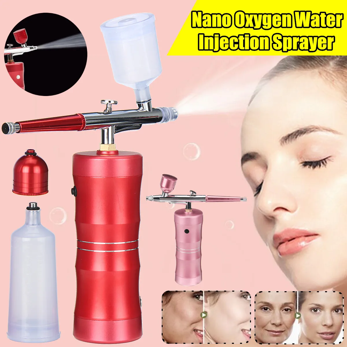 

Mini Airbrush With Compressor Facial Oxygen Water Injection Machine Anti Wrinkle Skin Rejuvenation Water Sprayer Beauty Device
