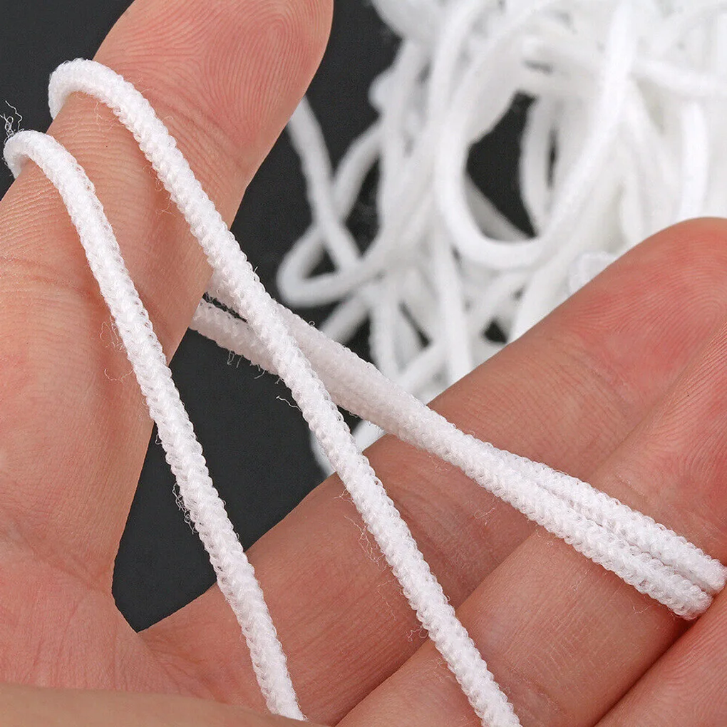 Disposable Face Mask DIY Elastic Ear Rope Belt Lace Hair Band Neckline Sleeves Elastic Cord 10/20/50m