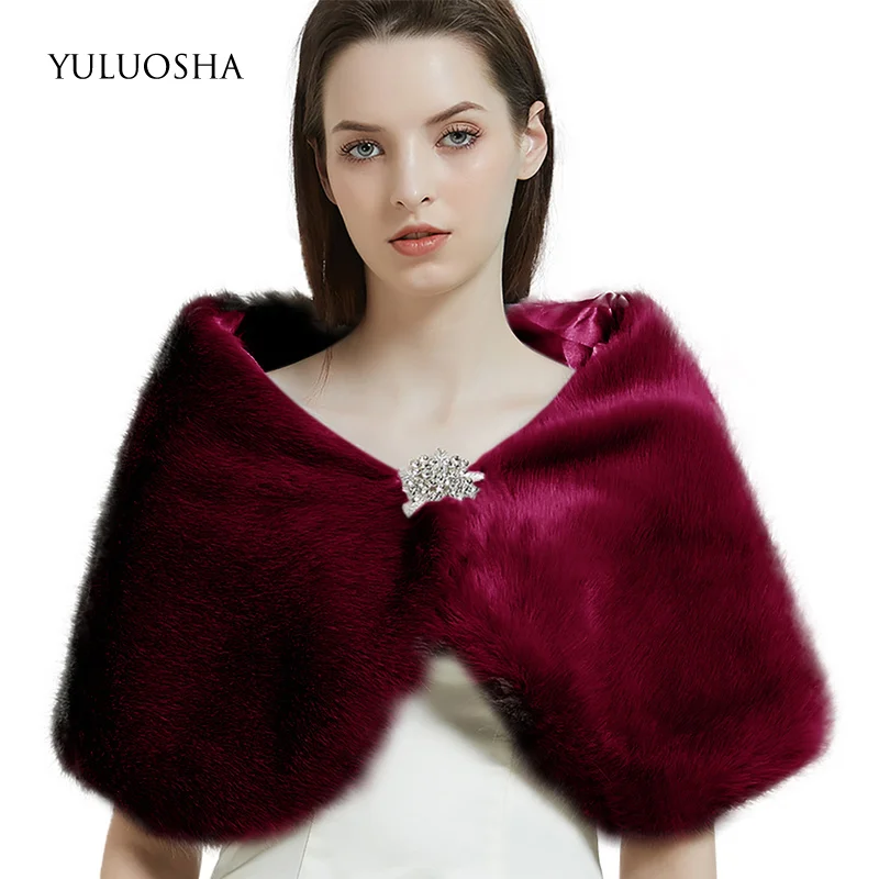 YULUOSHA Wedding Cape Bridal Fur Shawl Women Feather Robe Outerwear Accessories Wedding Jackets Wrap Vestidos De Novia Invierno