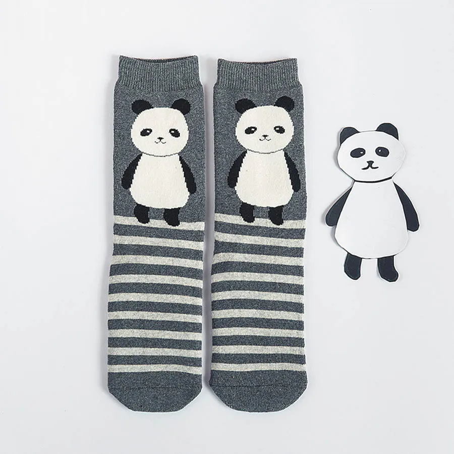 WPLOIKJD/осенне-зимние теплые махровые милые носки с петлями; повседневные забавные носки с рисунками животных; носки на Рождество; Calcetines; подарок