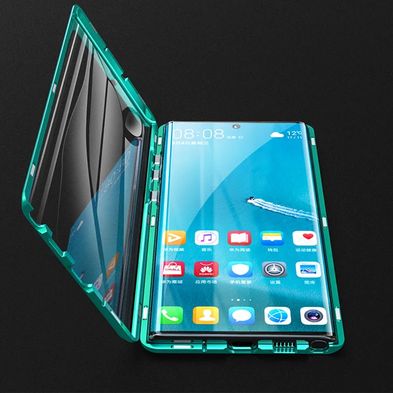 360 Full Body Magnetic Tempered Glass Case For Samsung Note 10 S10 S9 Plus Note 9 Case Metal Bumper Shockproof Protective Shell