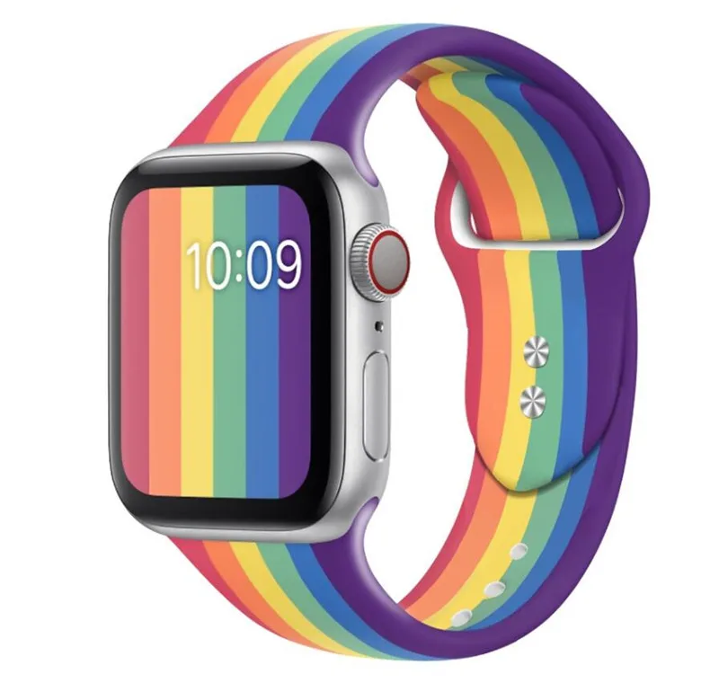 For Apple Watch Band iwatch 1 2 3 4 5 Silicone Strap 42mm 38mm 44mm 40mm Rainbow Colors Sport loop | Мобильные телефоны и