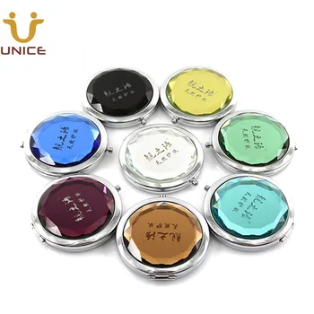 

100pcs/lot Custom LOGO Crystal Makeup Mirror Pocket Compact Mirror Purse Cosmetic Mirror Customized Logo
