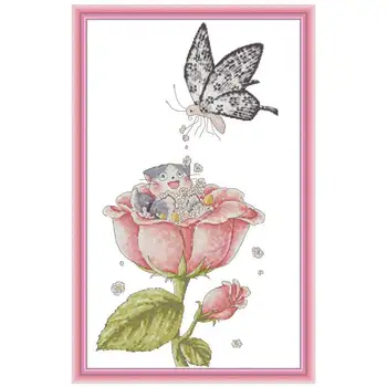 

Flower Pollination counted printed on the canvas 11CT 14CT DIY kit Cross Stitch embroidery needlework Sets home decor