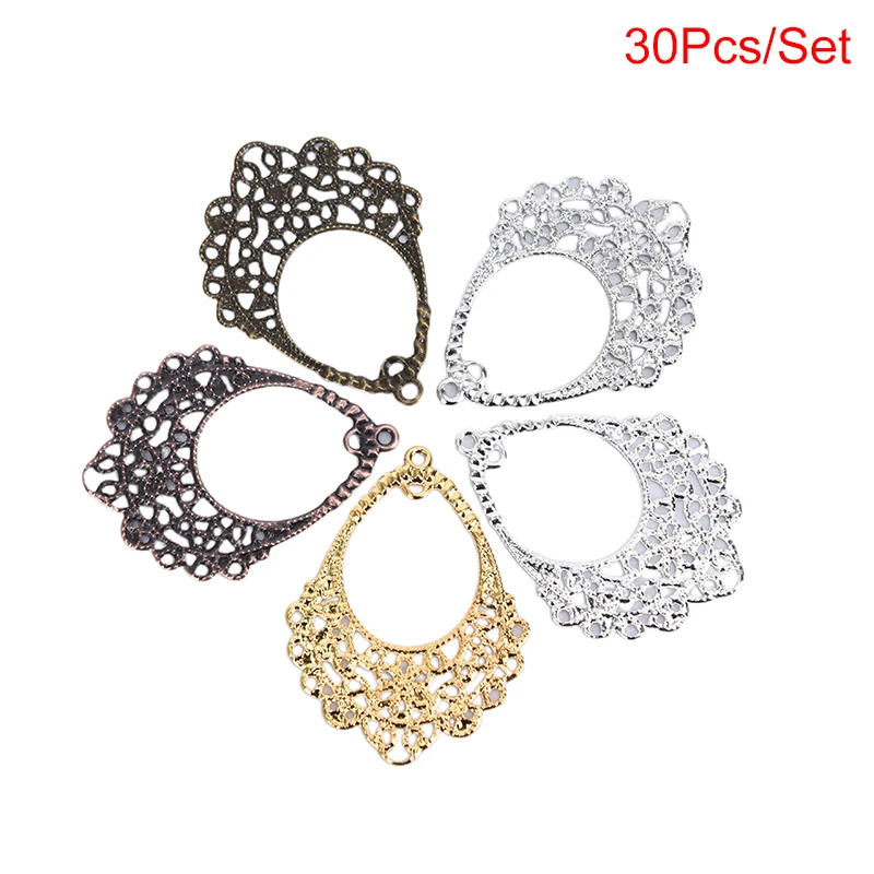 30pcs Ear Stud Pin Filigree Wraps Metal Connectors DIY Jewelry Earrings Crafts for Jewelry Making Accessories Charm Pendant