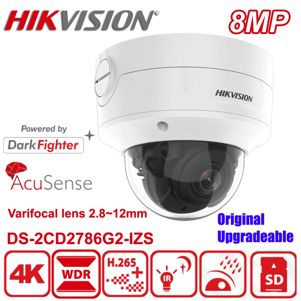 Оригинальный Hikvision DS-2CD2786G2-IZS DarkFighter POE 4K 8MP IK10 H.265 + AcuSense с переменным фокусным