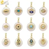 CSJA Coin Freshwater Pearl Pendants Small Size Evil Eye Hamsa Fatima Hand Zircon Gold Color Necklace Choker for Women Girls G205 ► Photo 1/6