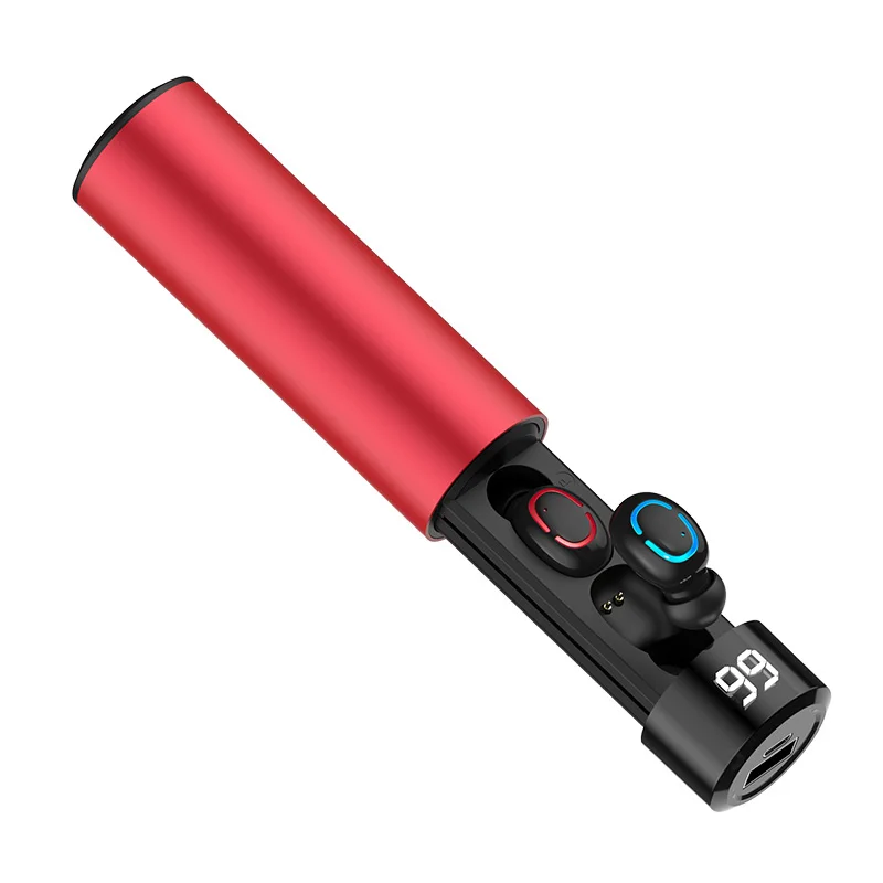 Red Earphone FONKEN TWS Bluetooth 5,0 Беспроводной наушники с Мощность power Bank Bluetooth гарнитура HBQ стерео Бас спортивные наушники с зарядный чехол - Цвет: Red Earphone
