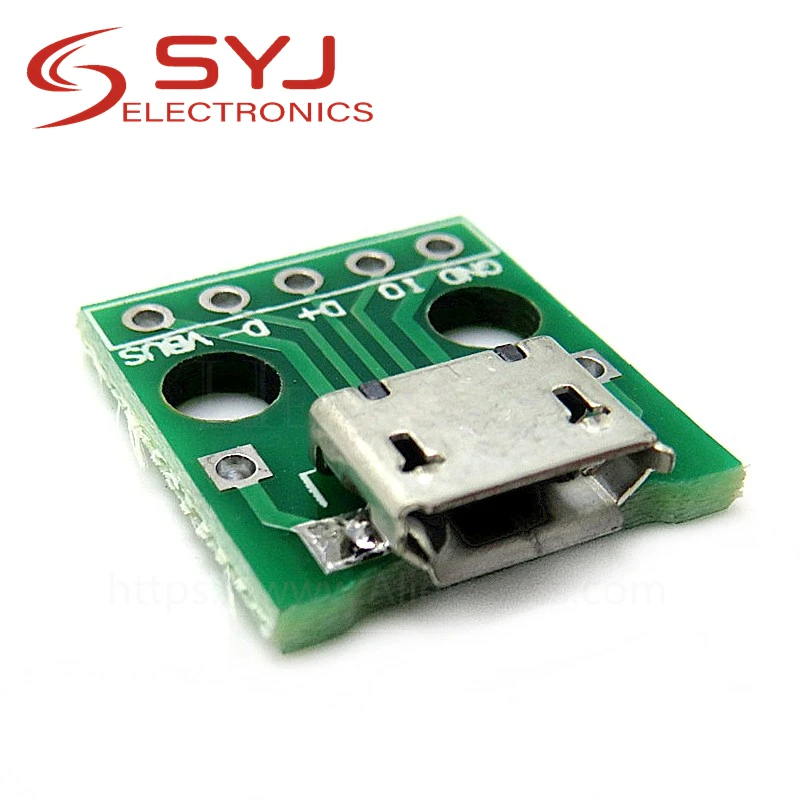 10 шт./лот для микро-флеш-накопителя USB DIP адаптер 5pin гнездовой разъем типа B pcb