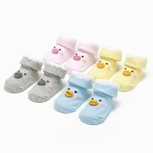 New cotton baby toddler socks 0-9 months cartoon little yellow duck baby socks non-slip foot socks