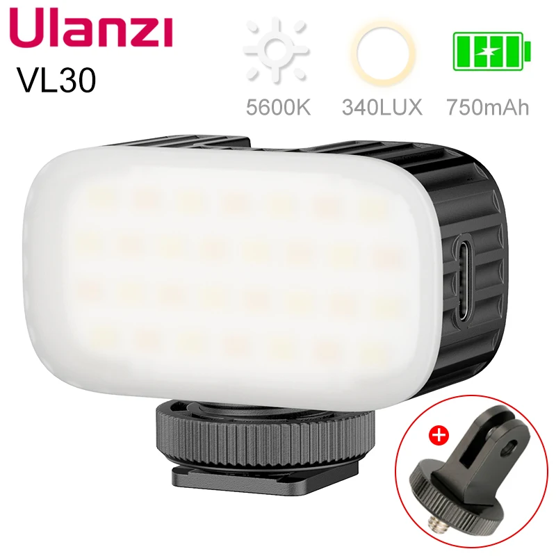 Светодиодный мини светильник Ulanzi VL30 5500K для видеосъемки перезаряжаемый камеры