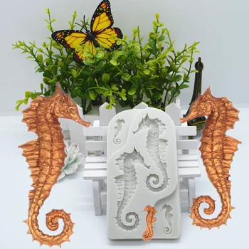 

Hippocampus sea shape lace Resin silicone mold DIY chocolate cake bread Mousse fondant mold Baking decoration tool kitchenware