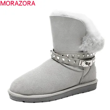 

MORAZORA 2020 new arrive fashion snow boots high quality keep warm women boots comfortable flat heel round toe ankle boots