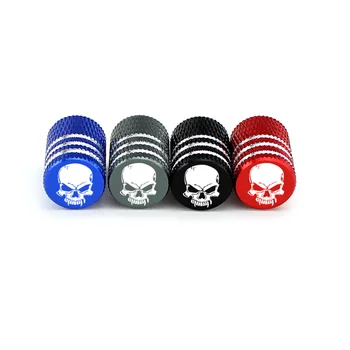 

4Pcs/Set Car Tire Valve Stems Cap Knurling Style Skull Tire Valve Cap Aluminum Tire Wheel Stem Air Valve Caps Dustproof Caps