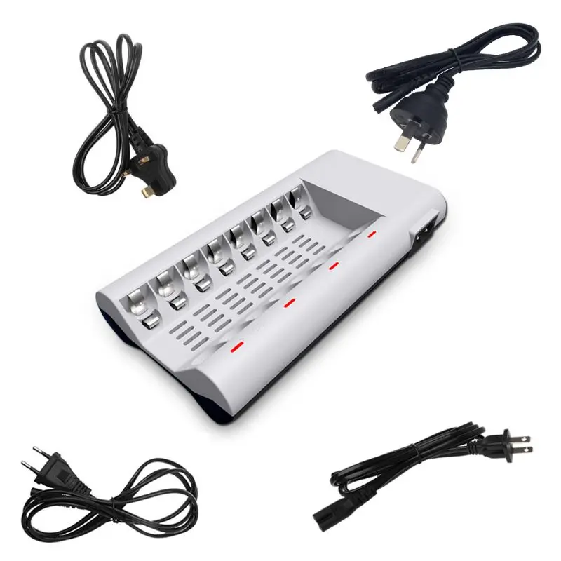 

New 8 Slots Smart Intelligent Charger Fast Charging Device with LED Display for AA/AAA Ni-MH/Ni-Cd Rechargeable Battery qiang