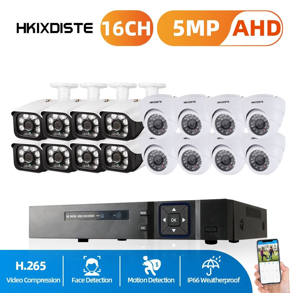 Домашний видеорегистратор NVR CCTV система наблюдения комплект 16ch AHD DVR камера