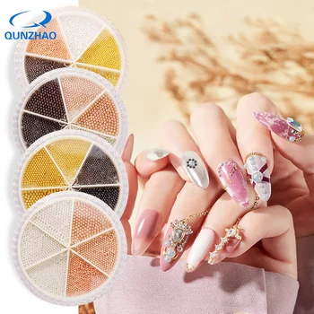 

1pc Light Gold Mixed Color Nail Rhinestone Glitter Small Beads For Nail Art 3D Decoration Stone In Wheel DIY Tips Iron beads