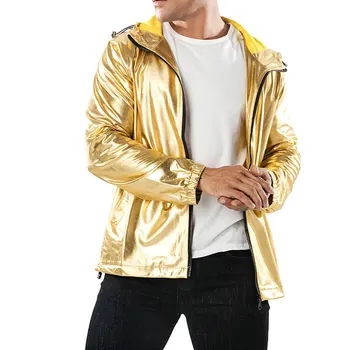 

Hooded Spring Coat Femme Zip Up Waterproof Jackets New Men's Jackets Metallic Color Bomber Jacket Mens Outerwear