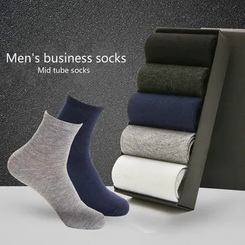 

5 pairs/lot Men's cotton socks new black business men's solid color socks breathable new products polyester cotton socks