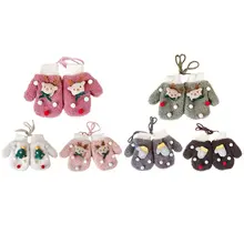 Детские перчатки с рисунком рождественского лося; кашемировые теплые варежки для маленьких мальчиков и девочек