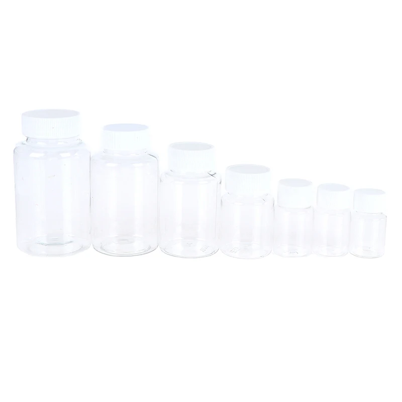 5pcs Refillable Bottles 15ml-200ml Plastic PET Clear Empty Seal Bottles Container Reagent Pack Bottle