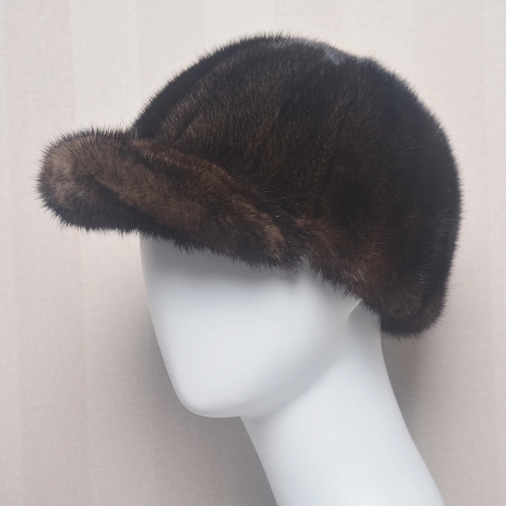 Hot Hale Men Real Mink Fur Straw Hats Men Winter Hats Mink Fur Hats Street Trendy Hip-hop Hat Caps Brimless Cap Beanies For Men 2