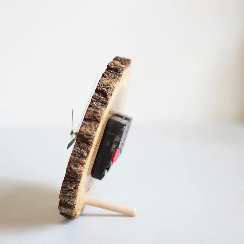 Креативные маленькие настольные часы из натурального пенька с текстурой древесины