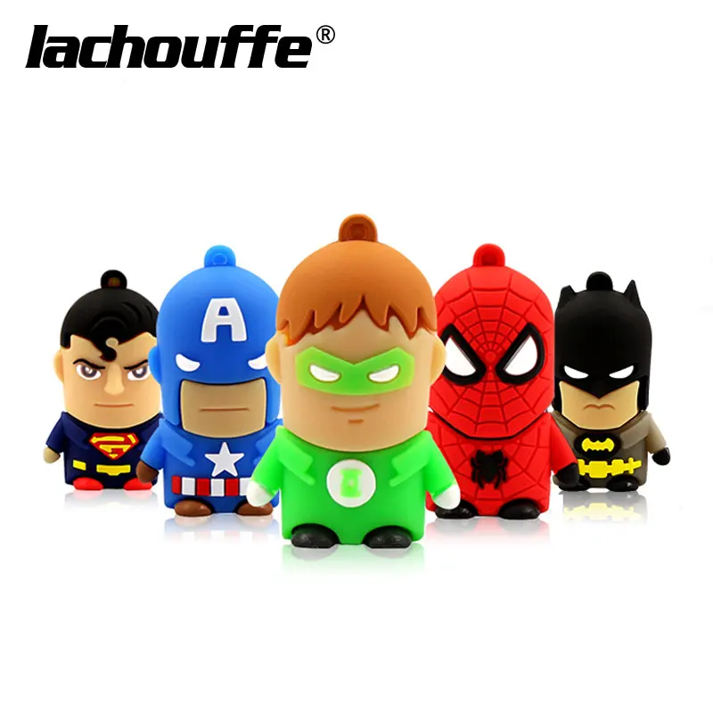 Крутая Флешка Heros 128 ГБ USB Человек-паук/Бэтмен/Флешка 8 ГБ 16 ГБ флеш-накопитель Игрушка USB Флешка 32 Гб 64 Гб мини-usb-ключ memoria usb